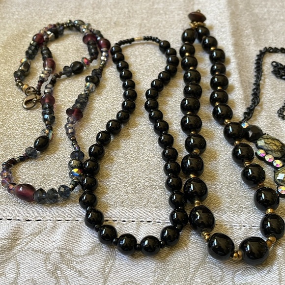 Lot of 6 fashion glass stone crystal necklaces iridescent pearly - Picture 8 of 11